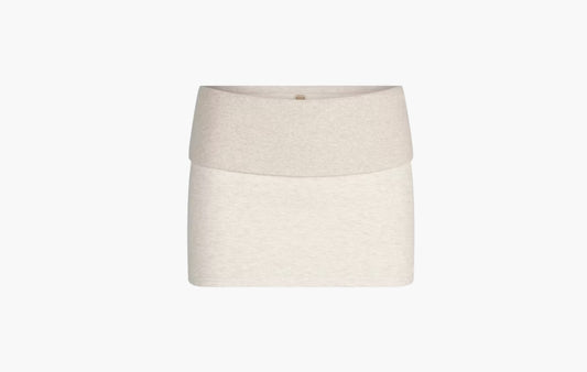 Cotton Fleece Foldover Mini Skirt "Oatmeal Heather"