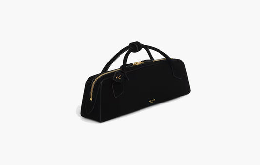 Le Dachshund Goat Suede Clutch "Black"