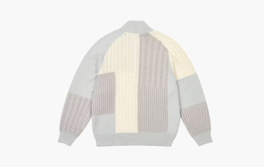 Patchwork Zip Knit "White"