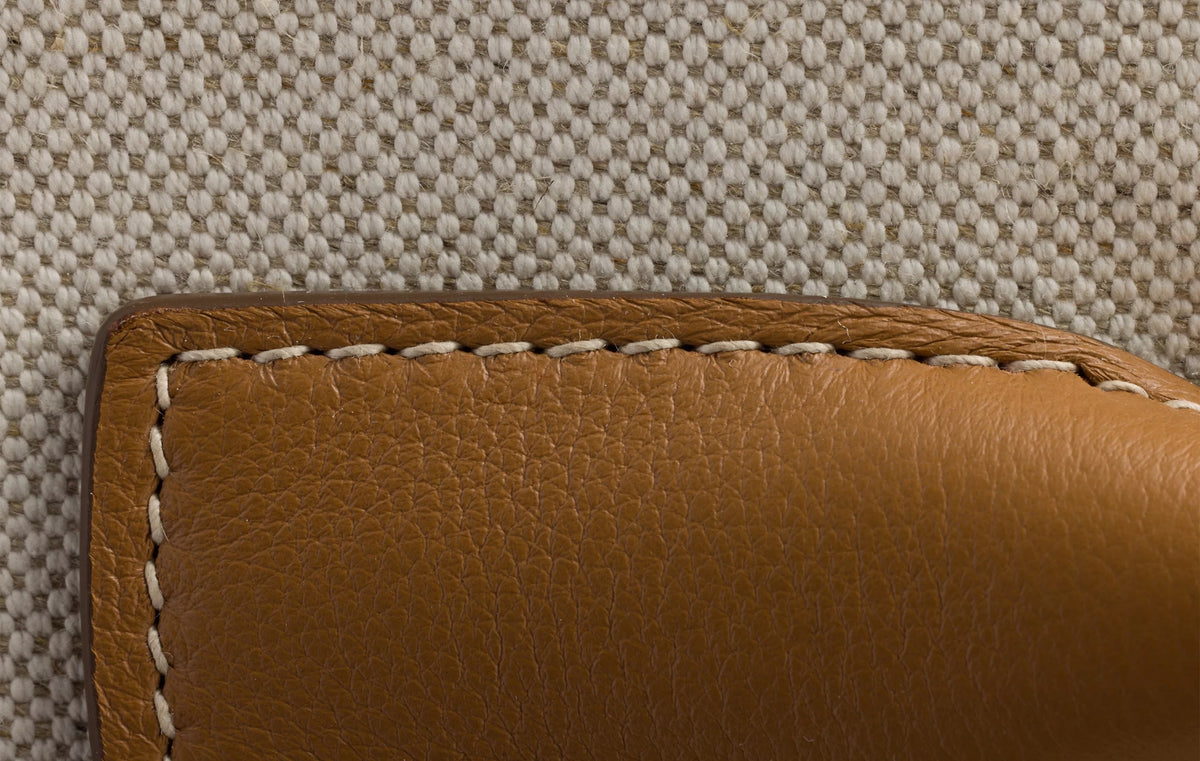 Medium Linen Blend and Leather Tote Bag "Tan/Caramel"