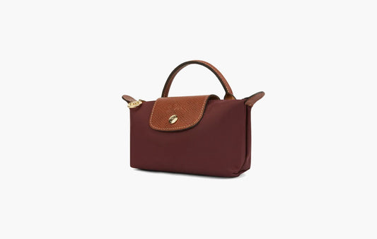 Le Pliage Green Pouch with handle "Burgundy"
