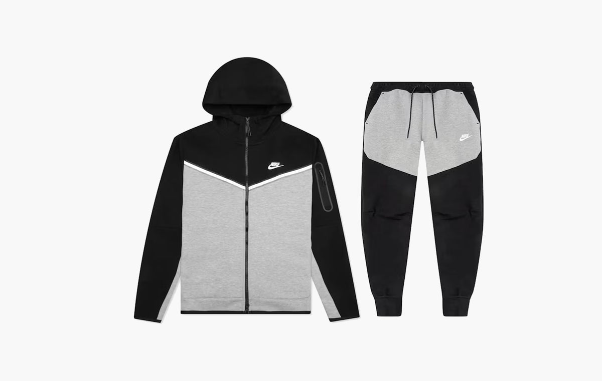 Sportswear Tech Fleece Full Zip Hoodie & Joggers Set "Black/Dark Grey Heather/White"