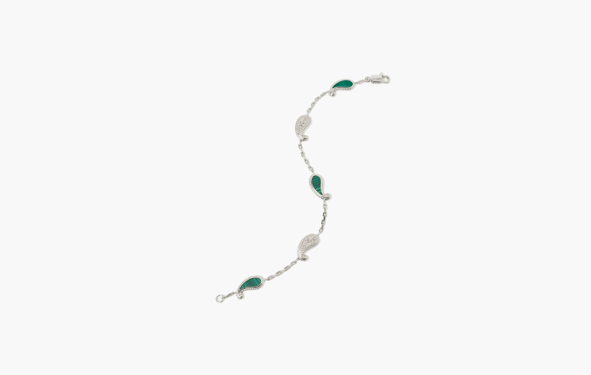 Tears Of Joy Bracelet "14K White Gold/Malachite"