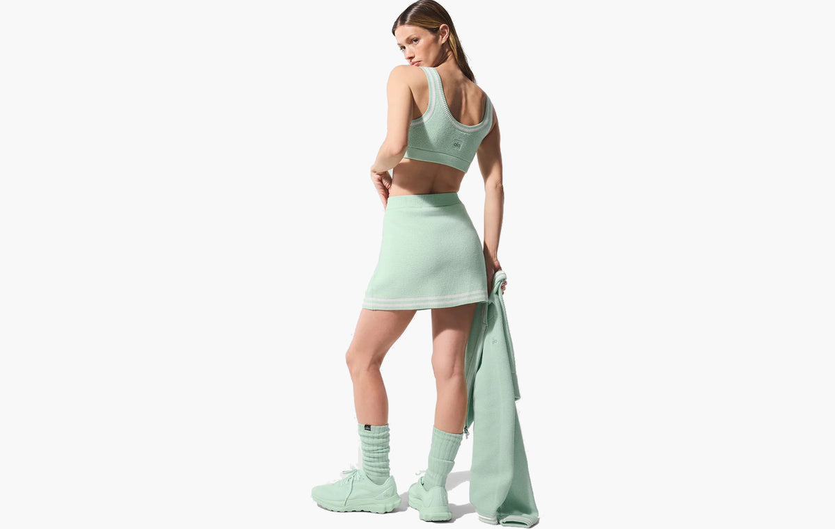 Tennis Club Sweater Knit Skirt "Spearmint/White"