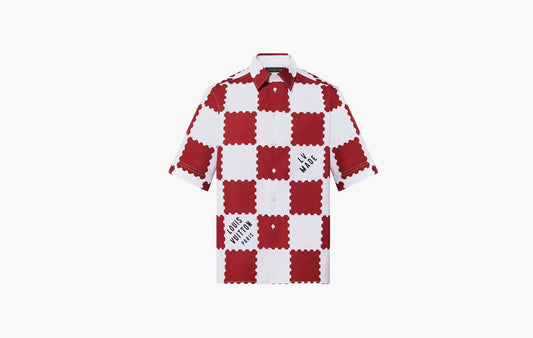Giant Damier Short-Sleeved Shirt "Garnet Red"