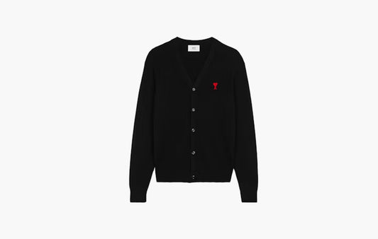 Ami De Coeur Extrafine Merino Wool Cardigan "Black/Red"