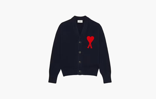 Ami De Coeur Merino Wool Oversize Cardigan "Navy/Red"