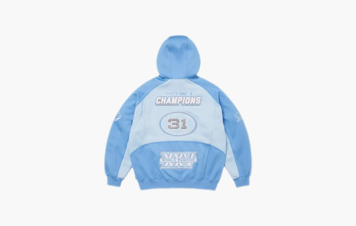 Football Zip Up Hooded Sweatshirt "Light Blue"
