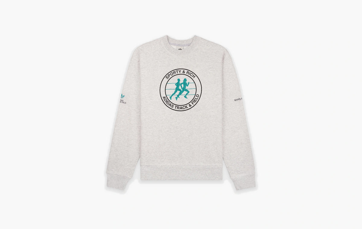 Adidas Track & Field Crewneck "Heather Gray/Faded Black/Teal"