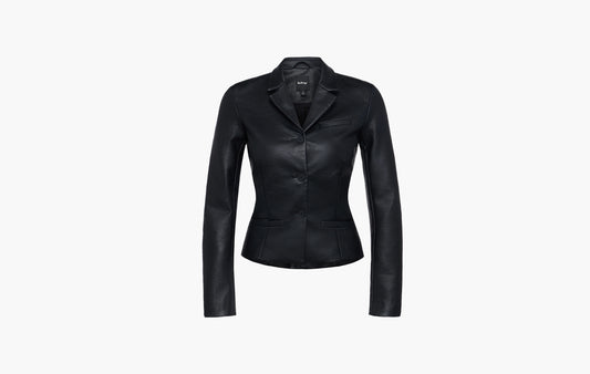 Faux Leather Fitted Blazer "Black"