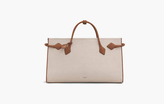 Le Teckel Tote Bag Made Of Canvas And Nubuck Leather "Umber"