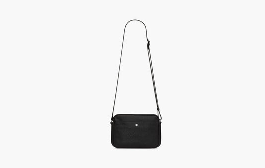 City Camera Bag In Grained Leather "Black"