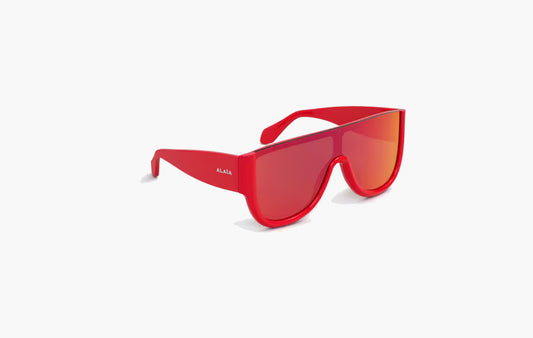 Mask-Shaped Acetate Sunglasses "Red"
