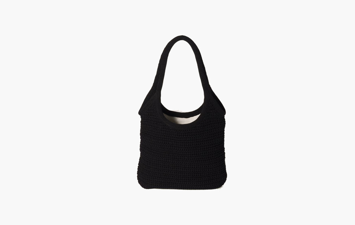 IVY Raffia-Effect Woven Tote Bag "Black/Chalk White"