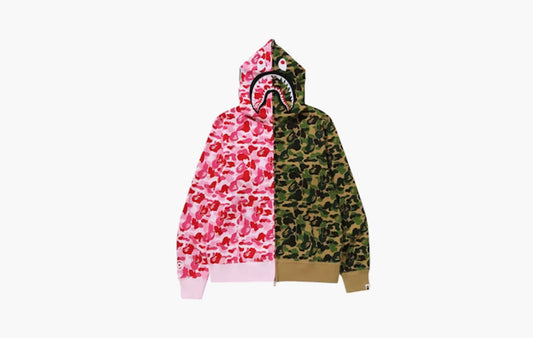 BAPE ABC Camo Crazy Shark Full Zip Hoodie "Pink/Green"