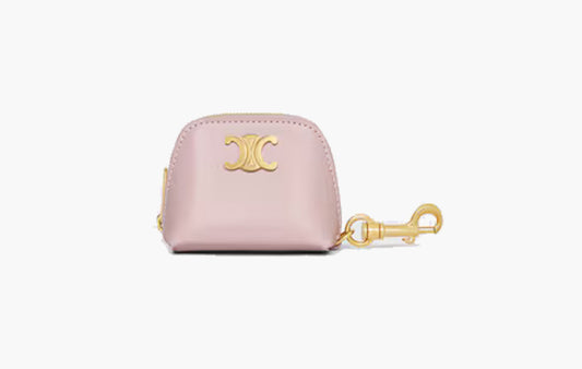 Micro Triomphe Charm In Shiny Calfskin "Bleached Pink"