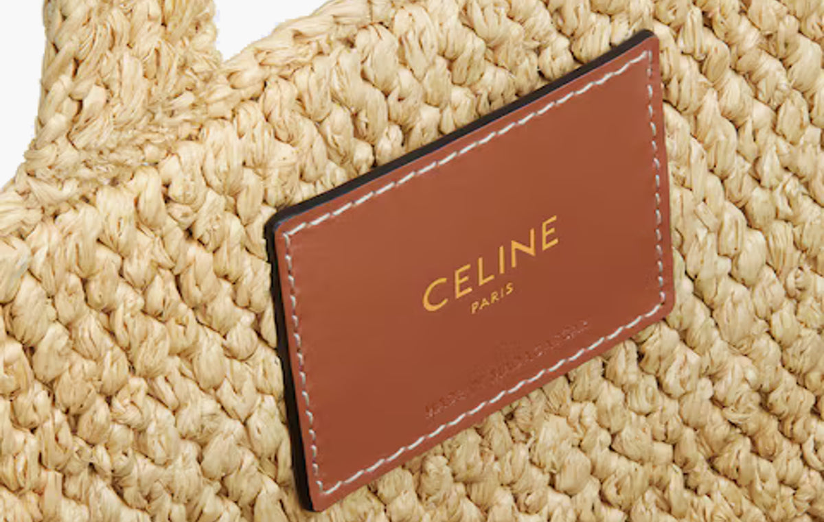 Small Cabas Thais In Raffia and Calfskin "Tan"