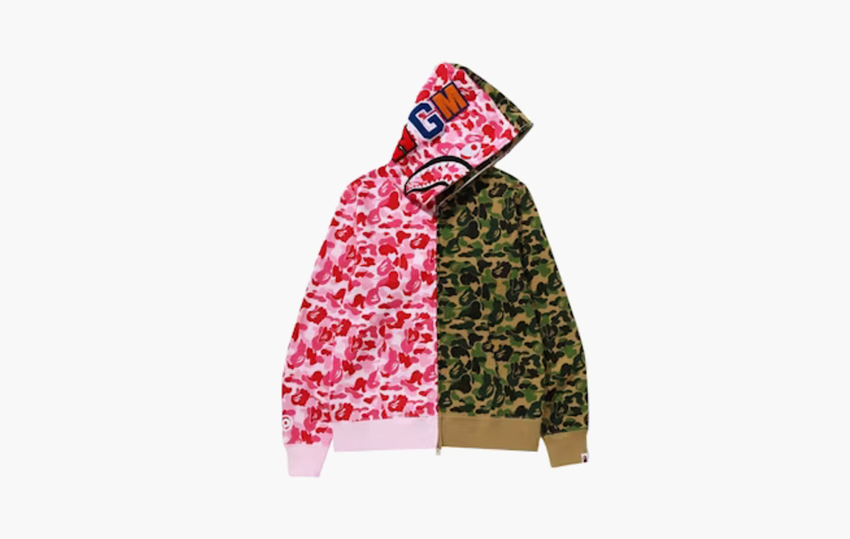 BAPE ABC Camo Crazy Shark Full Zip Hoodie "Pink/Green"