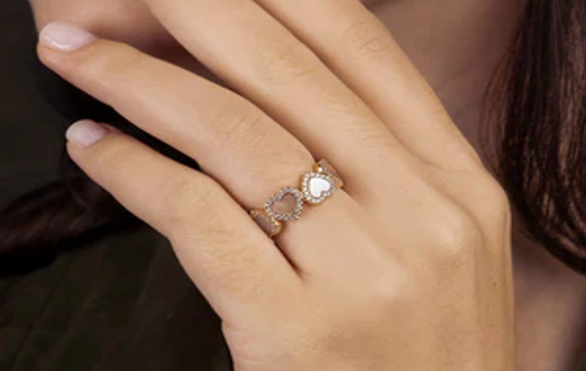 Mediterranee Pink Nacre Heart Ring 18k Rose Gold Plated