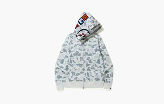 BAPE Space Camo Shark Full Zip Double Hoodie "White Multi"