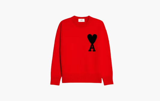 Ami de Coeur Merino Wool Crewneck Jumper "Red/Black"