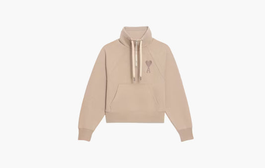 Ami de Coeur Half-Zip Boxy Fit Sweatshirt "Beige Fonce"