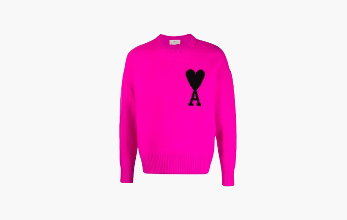 Ami de Coeur Merino Wool Crewneck Jumper "Pink/Black"