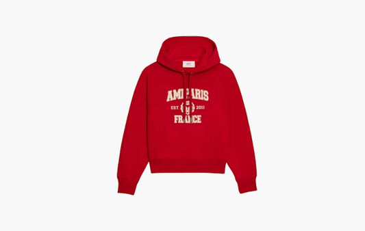Ami Paris France Boxy Fit Hoodie "Red/White"