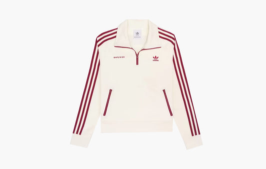 Quarter Zip Track Jacket "Cream/Merlot"