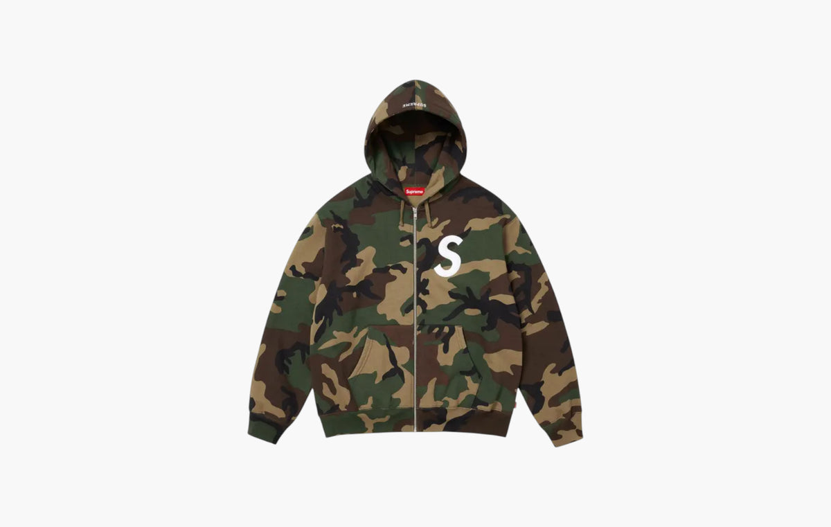 S Logo Zip Up Hooded Sweatshirt "Woodland Camo"