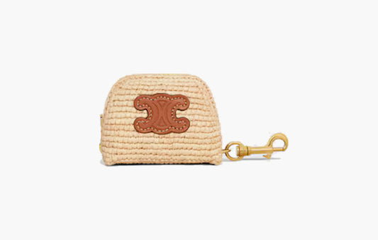 Micro Triomphe Charm In Raffia "Natural/Tan"