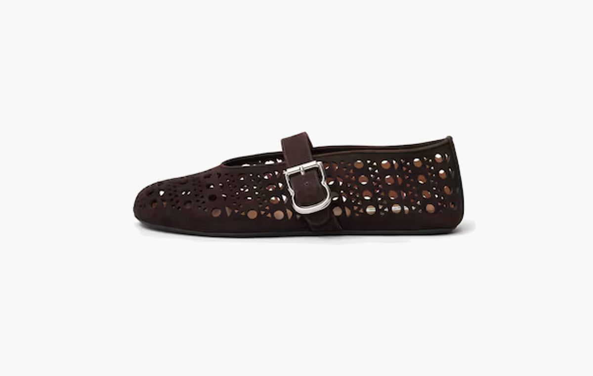 Vienne Suede Flat Ballerinas "Dark Brown"