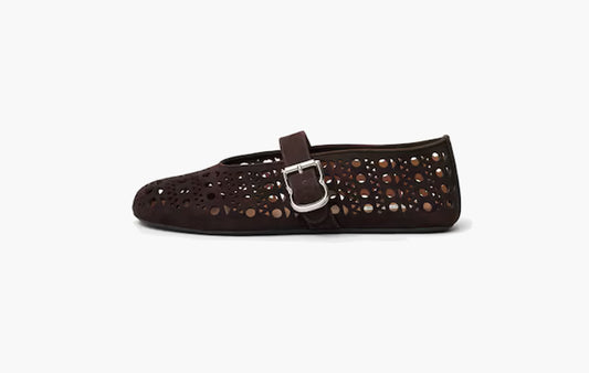 Vienne Suede Flat Ballerinas "Dark Brown"