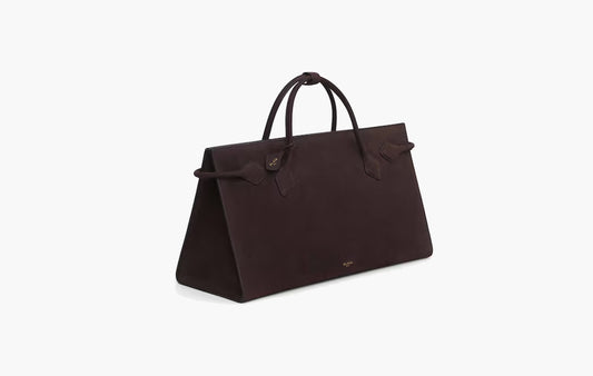 Le Dachshund Tote Bag In Nubuck Leather "Dark Brown"