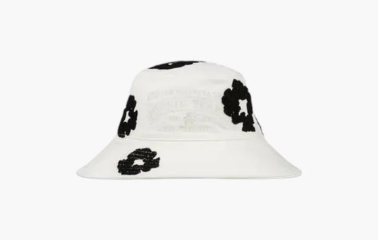 Denim Cotton Wreath Bucket Hat "White"