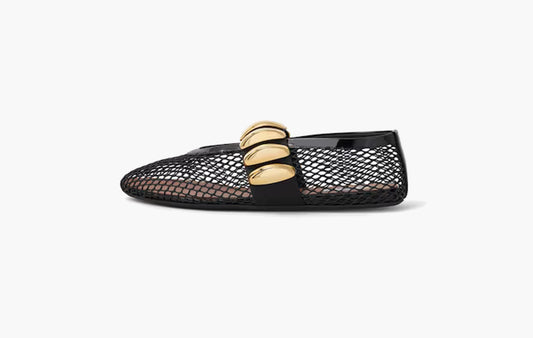 Flat Jewelry Ballerinas Made Of Mesh "Black"