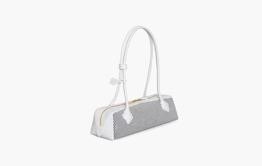 Le Dachshund Bag Medium In Mesh Leather "Optic White"