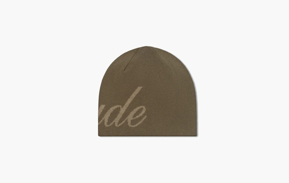 Script Knit Beanie "Brown/Tan"
