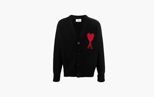 Ami De Coeur Merino Wool Oversize Cardigan "Black/Red"