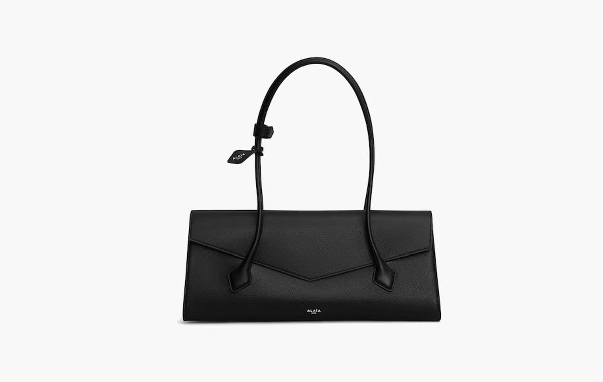 Le Teckel Tote Bag With Flap In Shiny Grained Calfskin "Black"