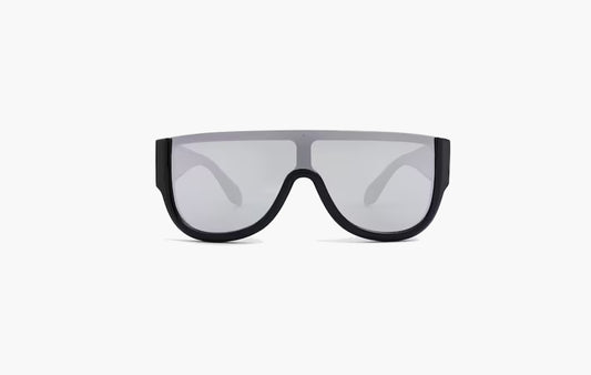 Mask-Shaped Acetate Sunglasses "Black/Silver"
