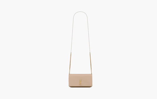 Cassandre Phone Holder In Smooth Leather "Dark Beige"