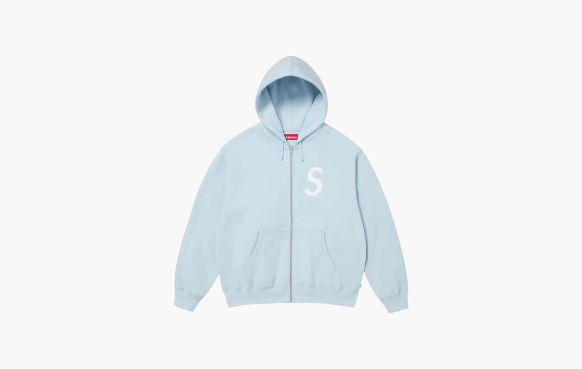S Logo Zip Up Hooded Sweatshirt "Light Blue"