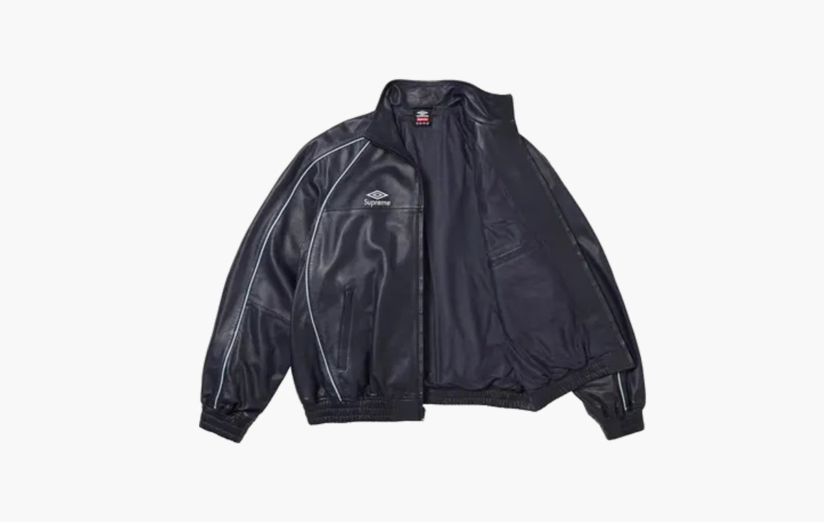 Leather Track Jacket "Navy"
