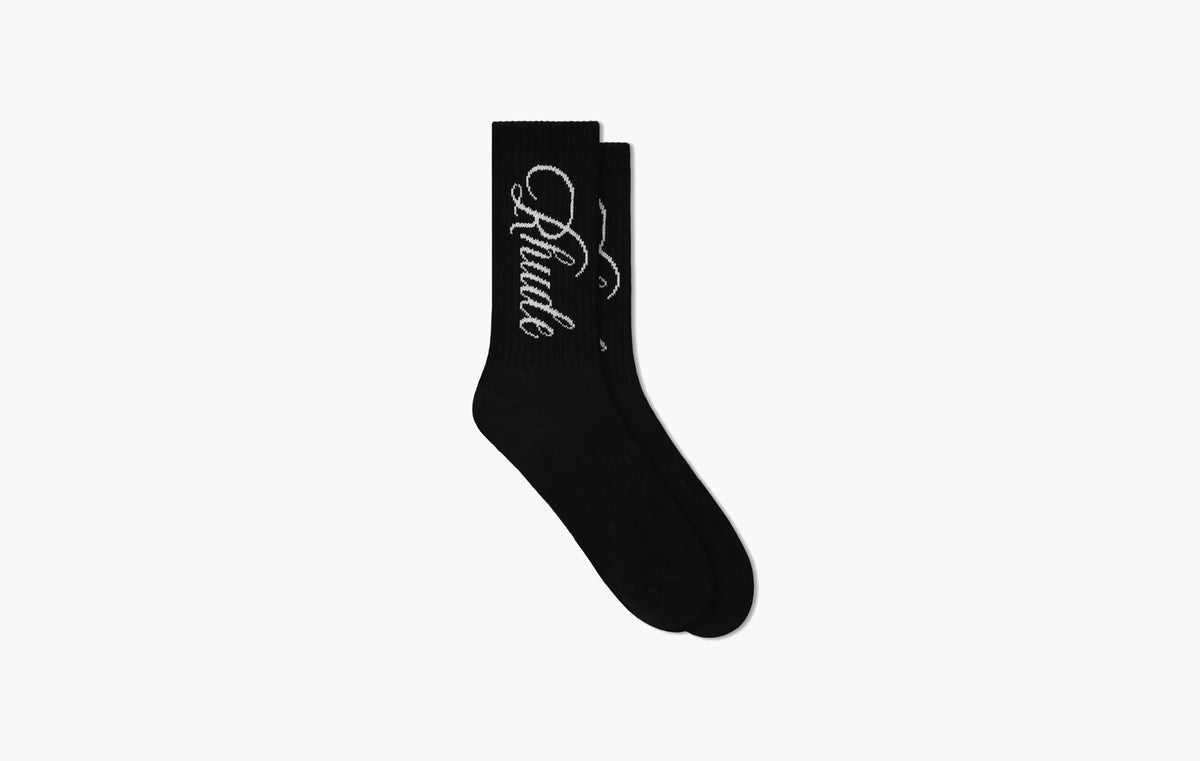Vertical Script Sock "Black/White"