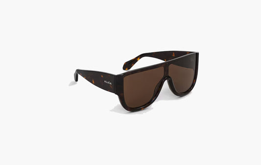 Mask-Shaped Acetate Sunglasses "Brown"