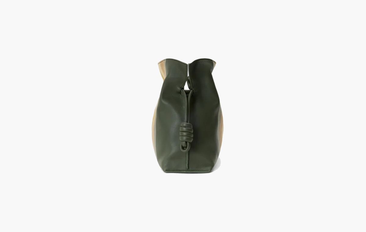 Medium Flamenco Clutch Landscape In Nappa Calfskin "Bottle Green/Ochre"